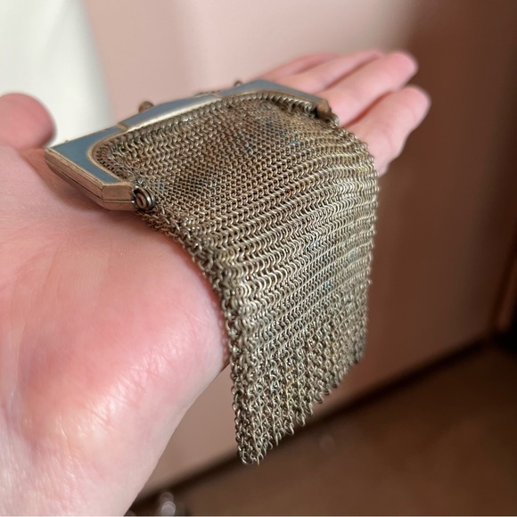 Whiting & Davis Antique Silver Mesh Art Deco Victorian Mini Bag - Picture 4 of 17